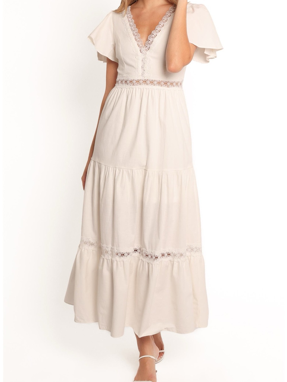 Petal & Pup Cream Maxi Dress with Lace Trim - Picture 1 of 8